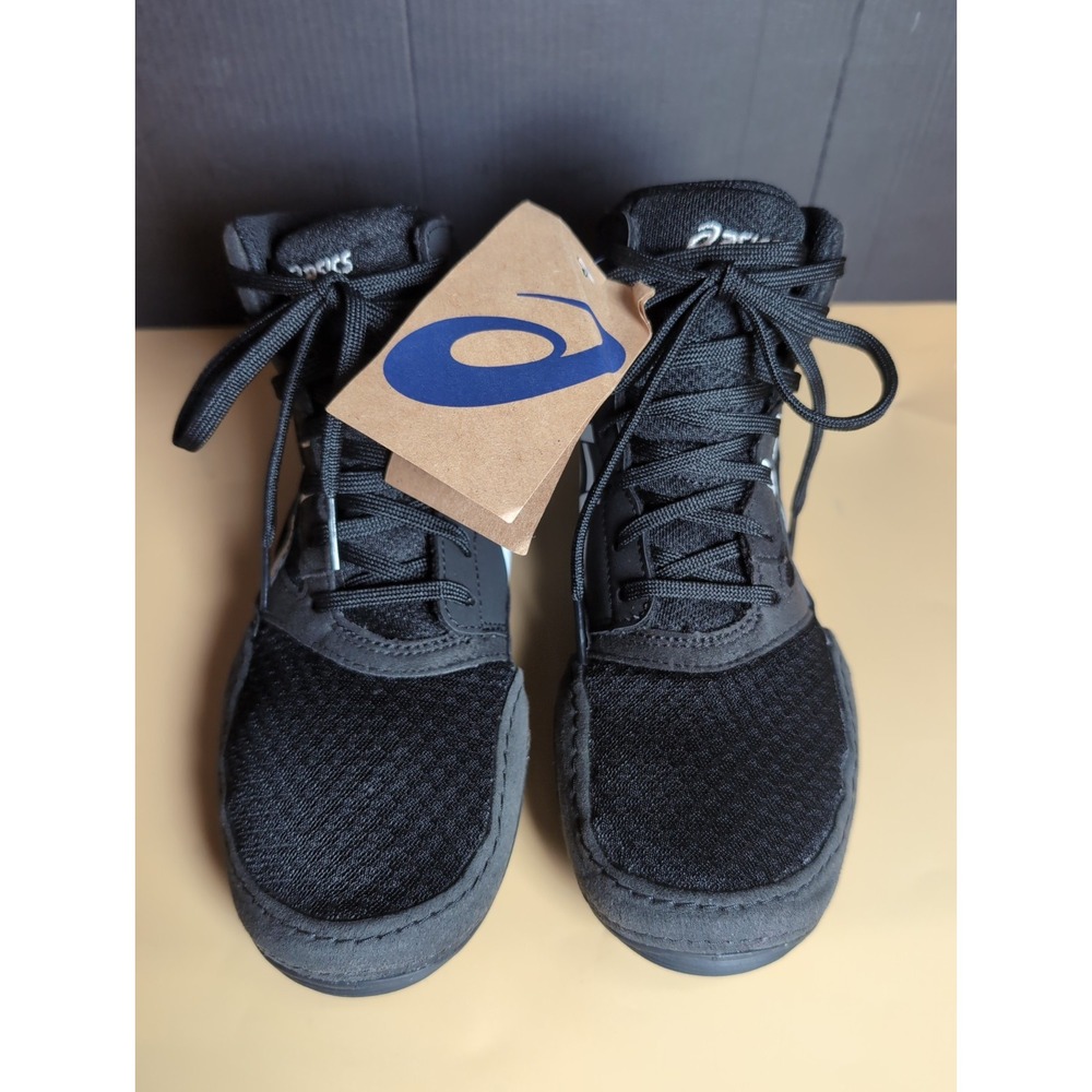 ASICS Snapdown 3 Wrestling Shoes Youth Size 2 Black White Mesh Lace Up
